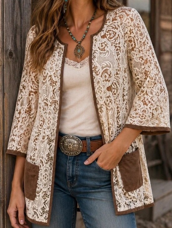 Chico's Jackets & Blazers - CHICO'S LACE & FAUX SUEDE DUSTER